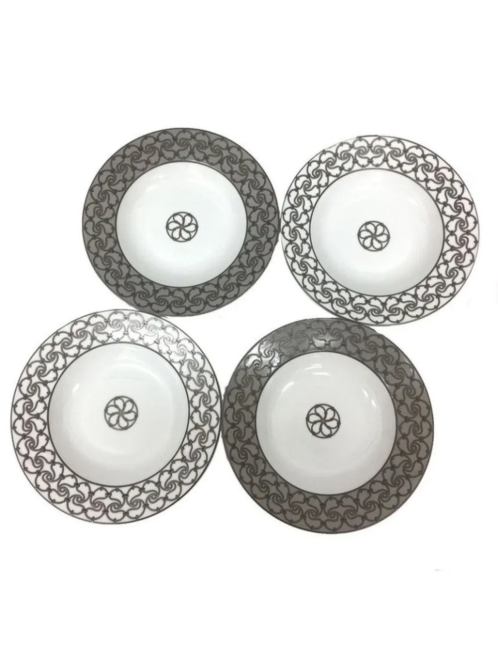 Hermes Fil D'argent Soup Plates Set Of 4 Medium Pasta